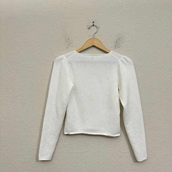 ARITZIA WILFRED Rosetta Mesh Crewneck Sweater in Light Birch - Picture 7 of 12